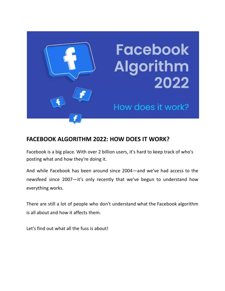 facebook algorithm 2022 how does it work