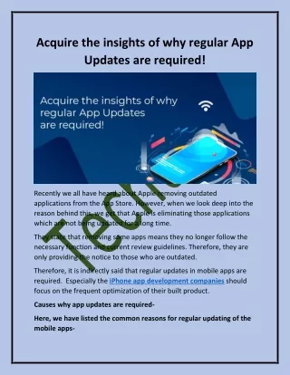 acquire the insights of why regular app updates