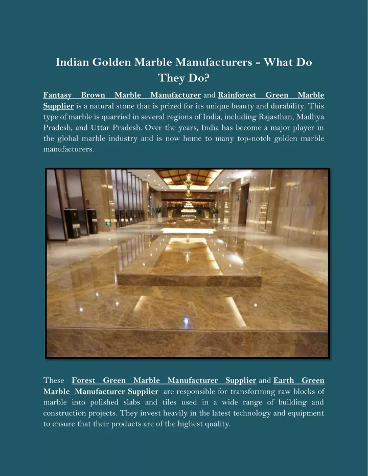 indian golden marble manufacturers what do they do