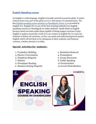English Speaking course in Chandigarh