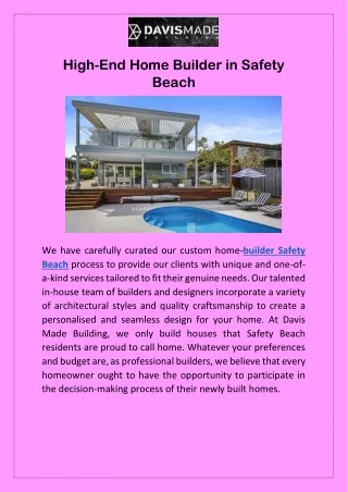 high end home builder in safety beach