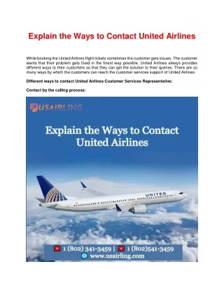 The Ways to Contact United Airlines