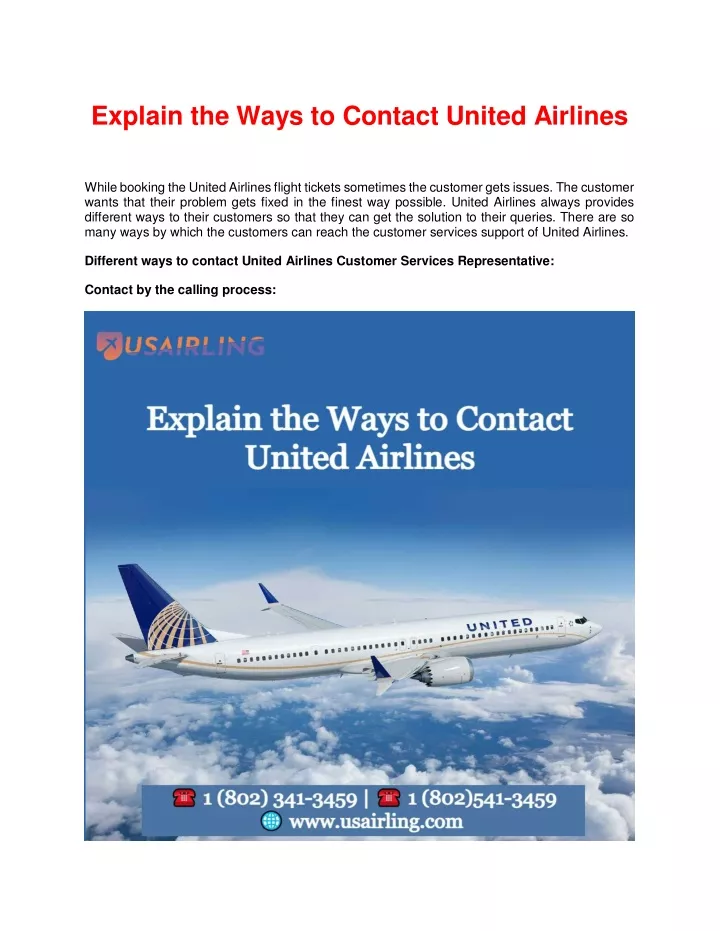 explain the ways to contact united airlines