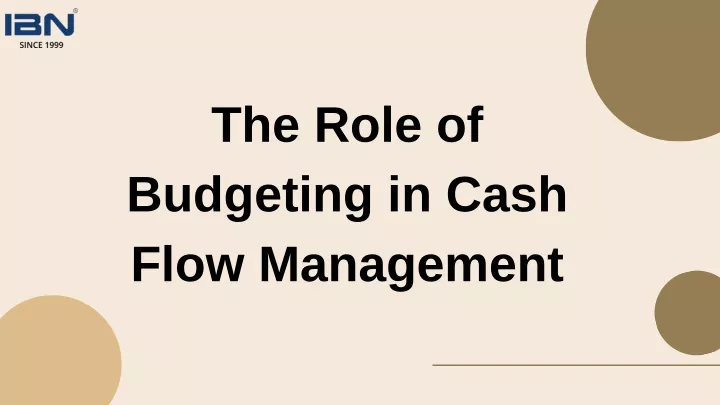 the role of budgeting in cash flow management