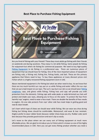Which is the best place to buy fishing appliances -