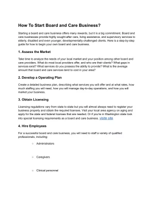 How To Start Board and Care Business?