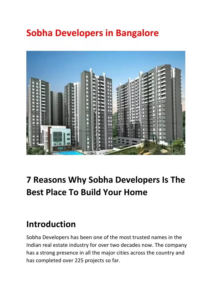 sobha developers in bangalore