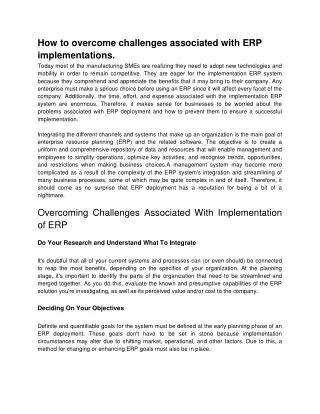 How to overcome challenges associated with ERP implementations
