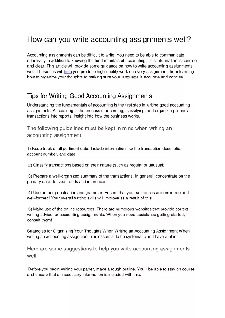 how can you write accounting assignments well