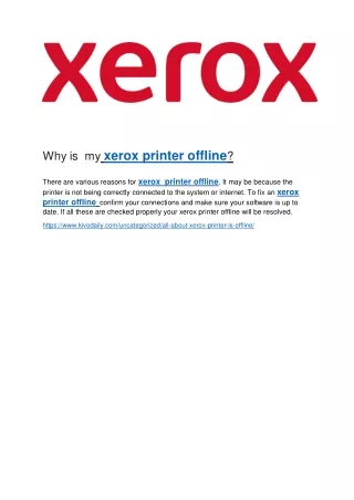 Why is  my xerox printer offline?