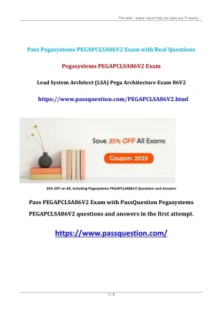 LSA architecture 8.6 PEGAPCLSA86V2 Practice Test Questions