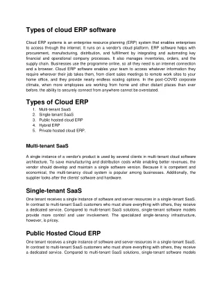 Types of cloud ERP software