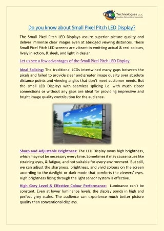 do you know about small pixel pitch led display