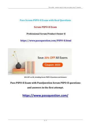 Professional Scrum Product Owner II PSPO-II Exam Questions