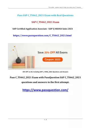 SAP S4HANA Sales 2021 C_TS462_2021 Exam Questions