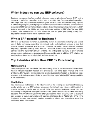 Which industries can use ERP software