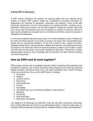 AI Based ERP for Businesses