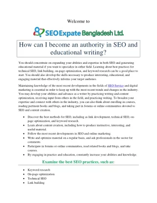How can I become an authority in SEO and educational writing