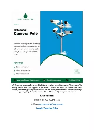 ltp octagonal camera poles are used in different
