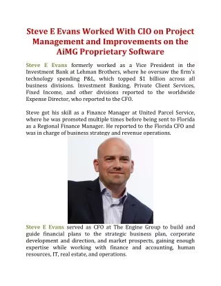 steve e evans worked with cio on project