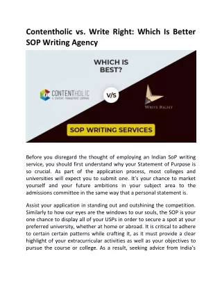 Contentholic vs. Write Right Which Is Better SOP Writing Agency