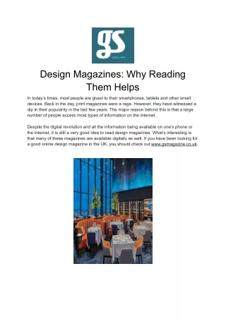design magazines why reading them helps