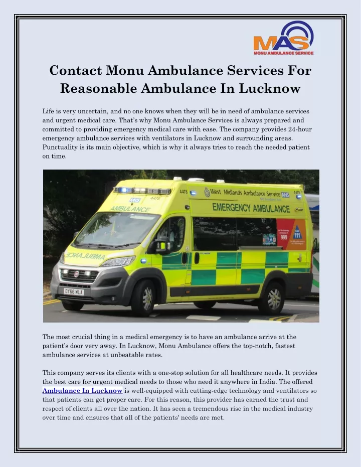 contact monu ambulance services for reasonable