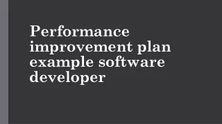 Performance improvement plan example software developer