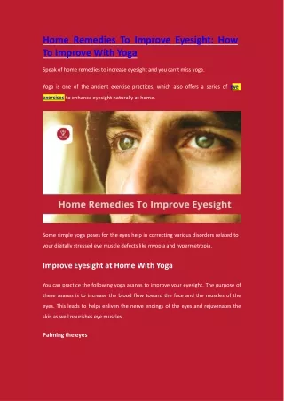 home remedies to improve eyesight how to improve