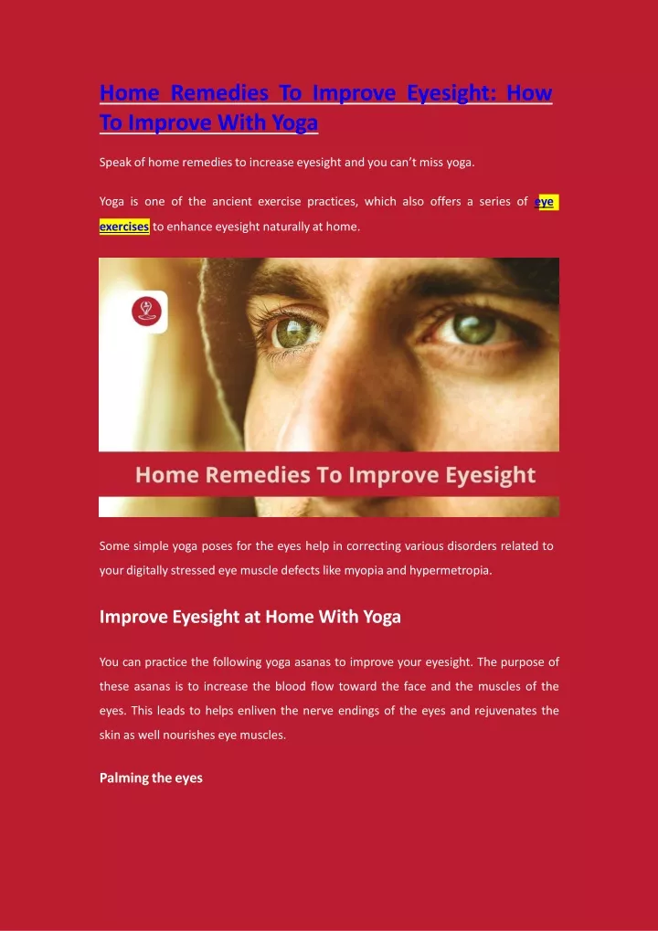 home remedies to improve eyesight how to improve