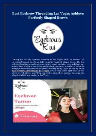 Best Eyebrow Threading Las Vegas Achieve Perfectly Shaped Brows