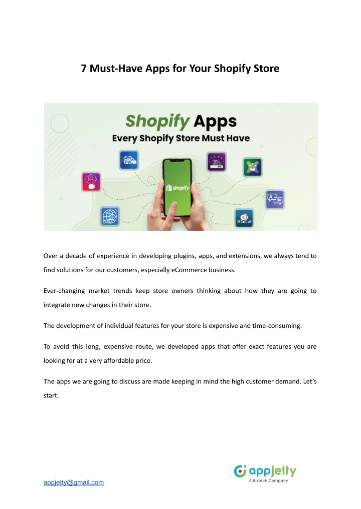 7 must have apps for your shopify store
