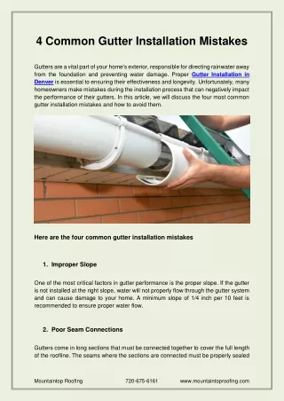 4 common gutter installation mistakes