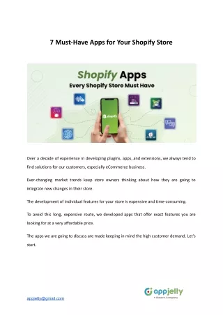 7 must have apps for your shopify store