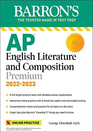 (PDF/DOWNLOAD) AP English Literature and Composition Premium, 2022-2023: 8 Pract