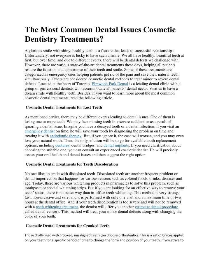 the most common dental issues cosmetic dentistry