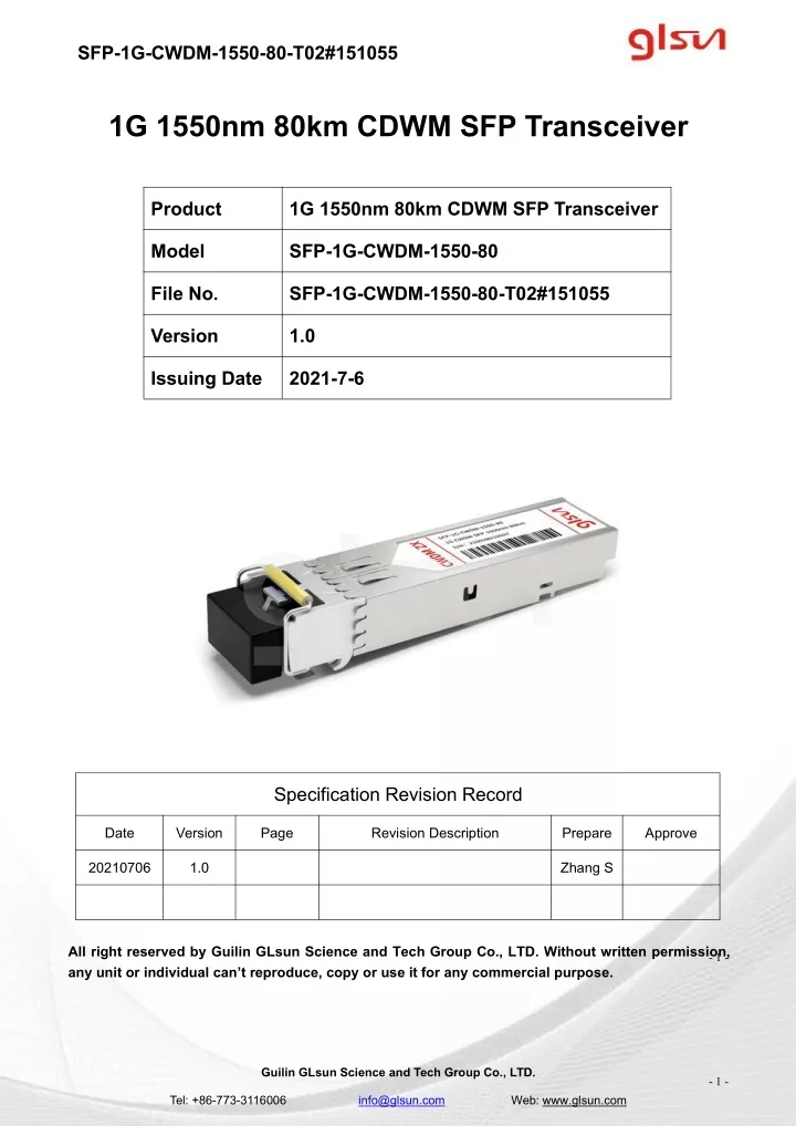 sfp 1g cwdm 1550 80 t02 151055