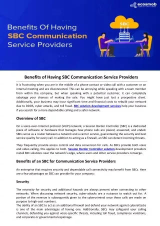 Benefits of Having SBC Communication Service Providers
