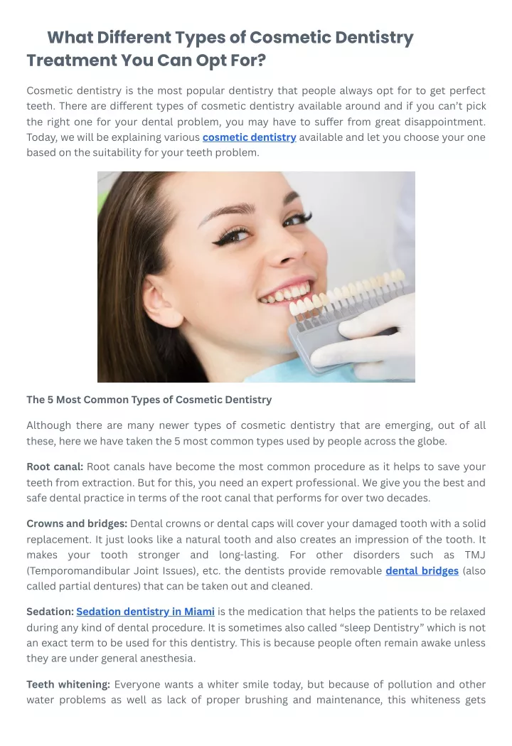 what different types of cosmetic dentistry