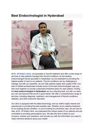Best Endocrinologist in Hyderabad | Dr. Jp Kotla