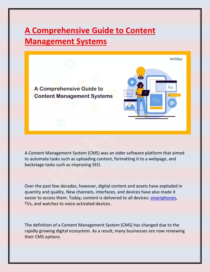 a comprehensive guide to content management