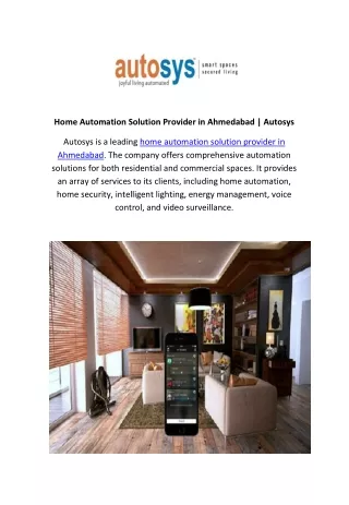 Home Automation Solution Provider in Ahmedabad | Autosys