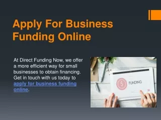Apply For Business Funding Online