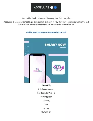 Best Mobile App Development Company New York - Appslure