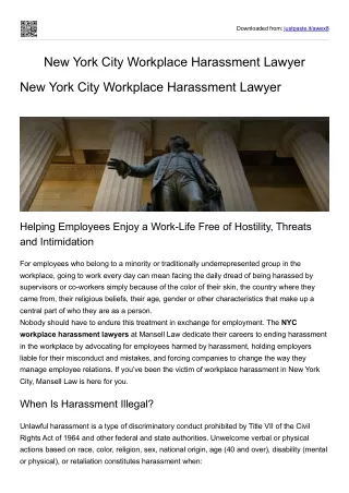 New York City Workplace Harassment Lawyer