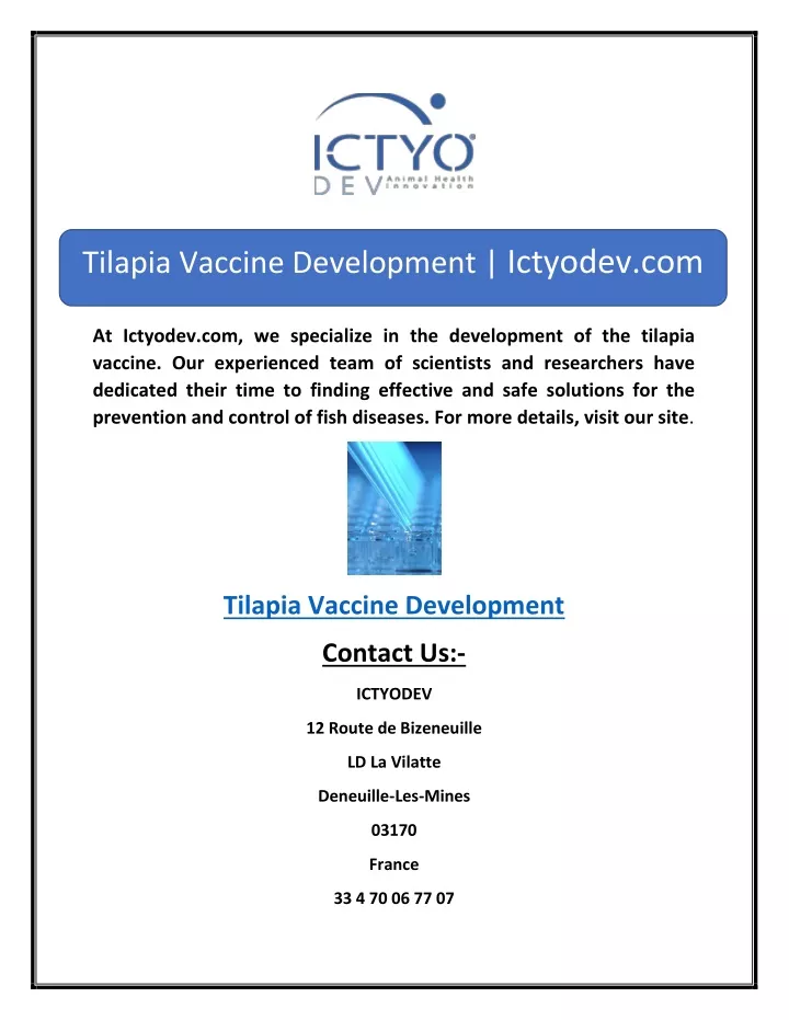 tilapia vaccine development ictyodev com