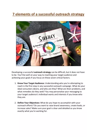 7 elements of a successful outreach strategy