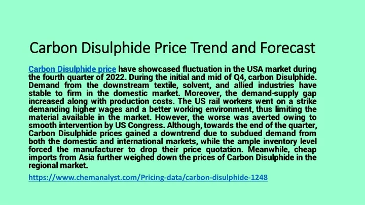 carbon disulphide price trend and forecast