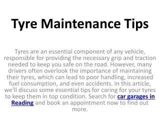 tyre maintenance tips