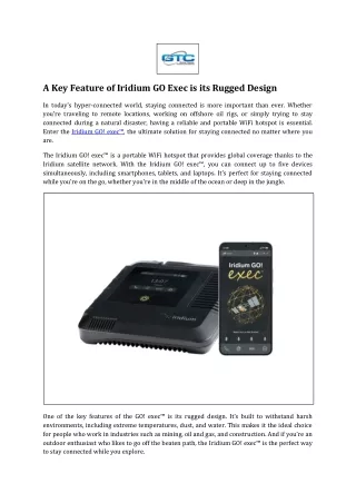 A Key Feature of Iridium GO Exec is its Rugged Design